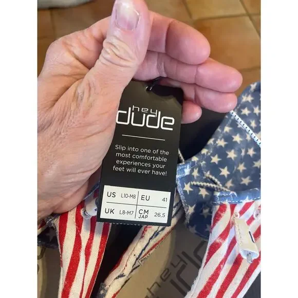 HEY DUDE ART WALLY AMERICANA SLIP ON SHOES SIZE 41 - Picture 7 of 7